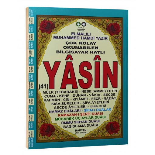 Haktan Yayınları Ortaboy 41 Yasin-i şerif 192 Sayfa Geniş Kapsamlı MAVİ